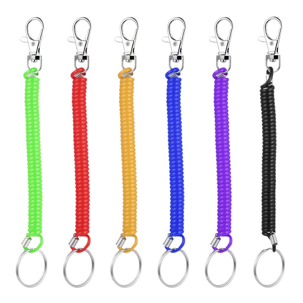 Retractable Spiral Clip On Ring Stretchy Elastic Coil Spring Keyring Key Chain E - Foto 6