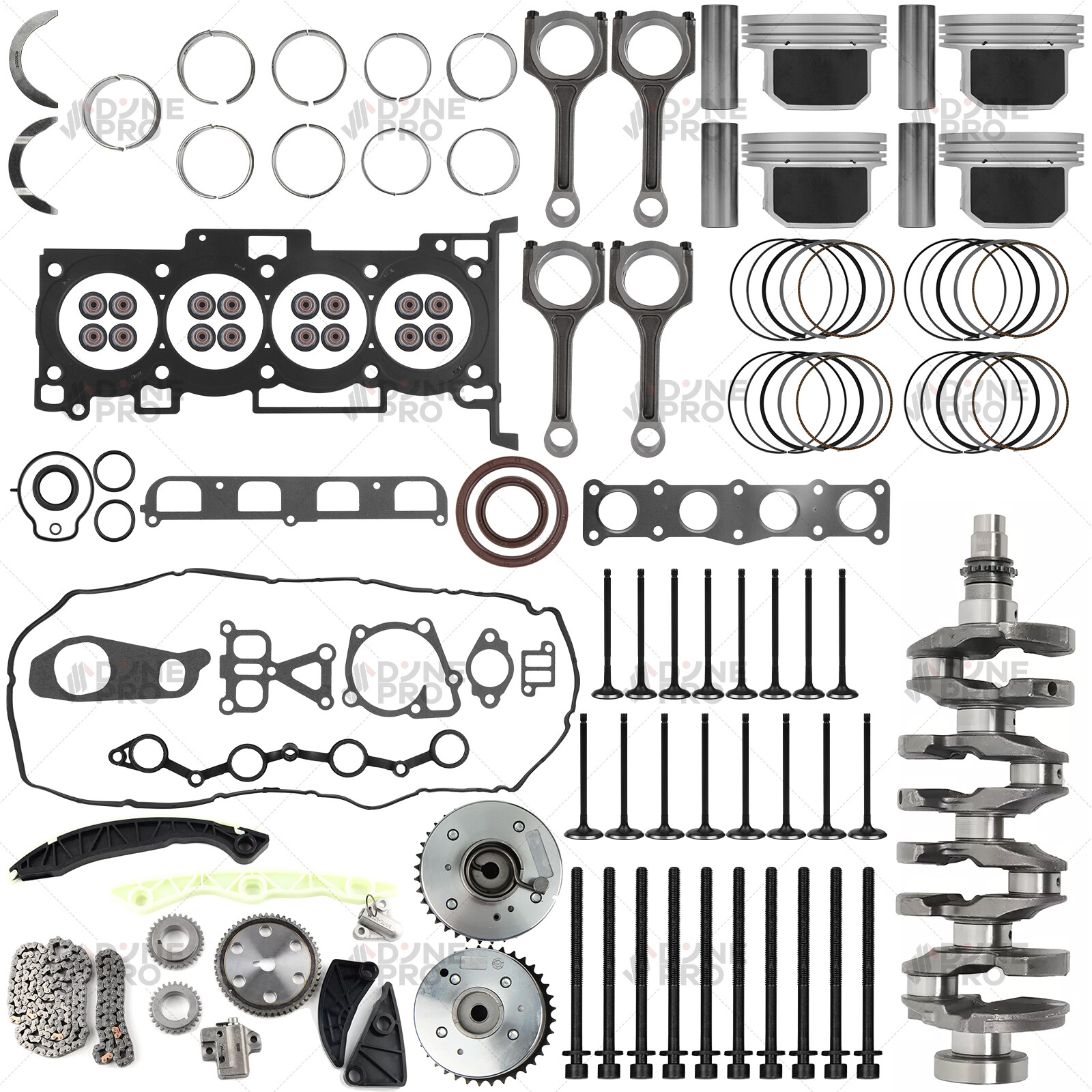 Hyundai KIA G4KC 2.4L Engine Rebuild Kit with Crankshaft Rods & Timing Kit