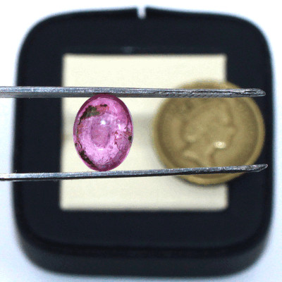 2,4 kt natürlicher Wassermelone Turmalin unbehandelt 9 mm x 7,4 mm ovaler Cab...