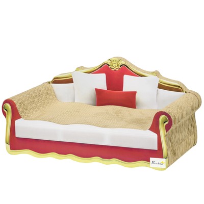 PawHut Katzenkratzbrett Pappe Katzenkratzer Liege Bett, 60 x 29 x 26,5