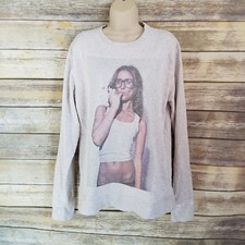 Cedar Wood State Size L French Terry Sweatshirt Women with Sucker Graphic Gray