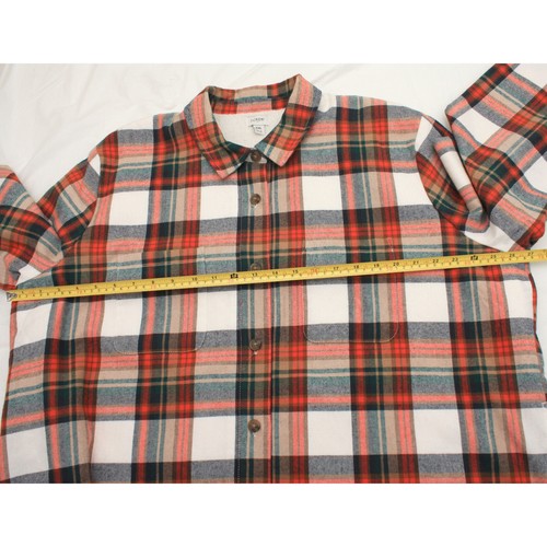 J. Crew Women's Sherpa-lined flannel shirt-sweater XXL Red Orange - Picture 7 of 7