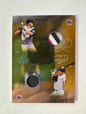 2002 Absolute Team Tandems Materials Gold #TT1 Troy Glaus Jersey Darin Erstad