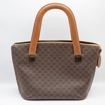 Vintage CELINE Hand Bag PVC Leather Macadam Brown Auth from JAPAN