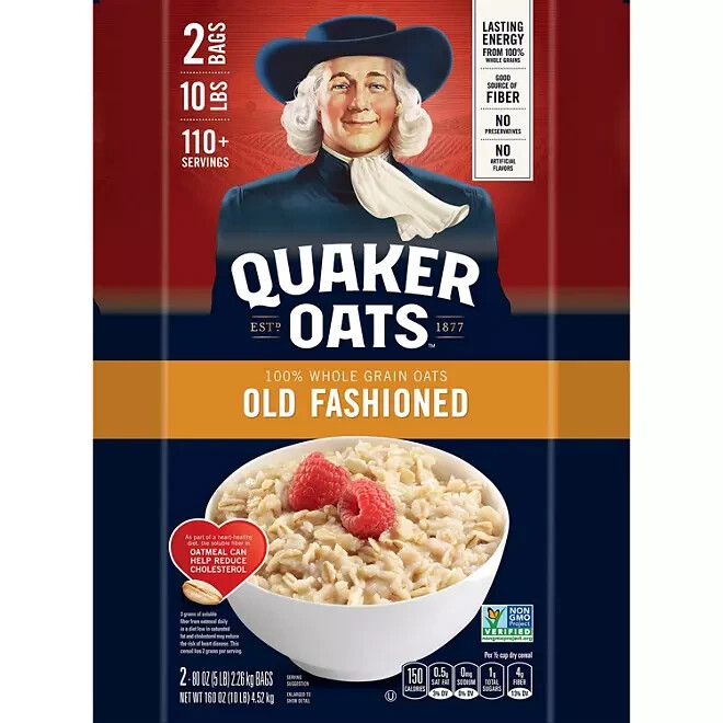 Quaker Oats Old Fashioned Oatmeal, 5 lbs, 2count Total 10 lbs, FRESH