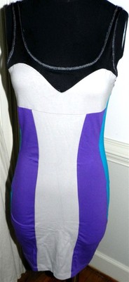 Bodycon Dress Mini Motel Gray Violet Mesh Panel Misses size Medium New 