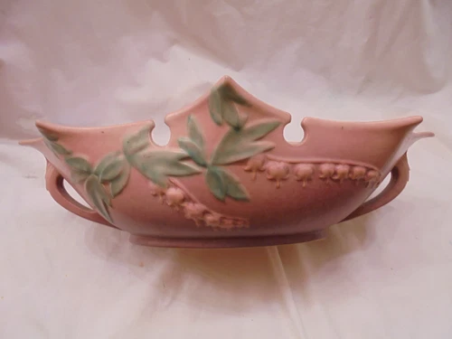 Vintage/Antique ROSEVILLE POTTERY BLEEDING HEART CONSOLE BOWL #384-14-17" Flaws