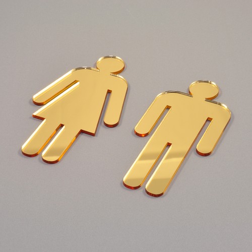 Acrylic Perspex Plastic Classic Toilet Sign - Male and Female - Self Adhesive - Picture 35 of 42