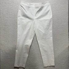 Talbots Womens Size 16 Curvy Chatham Ankle Pant White Stretch Cotton Blend