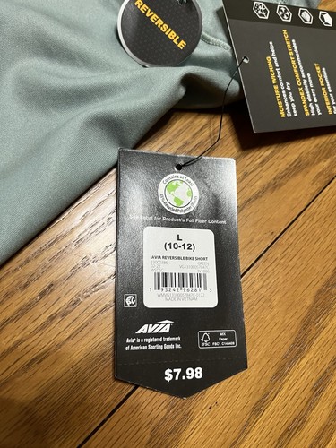 NWT Avia L(10-12) Girls/womens Green Reversible Bike Shorts Moisture Wicking - Picture 4 of 22