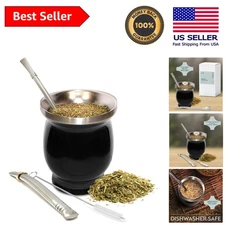 Stainless Steel Yerba Mate Gourd Set - Includes Bombillas & Cleaning Brush