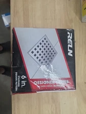 Reln 6" x 6" Stainless Steel Square Shower Drain with Square Pattern Drain Cover