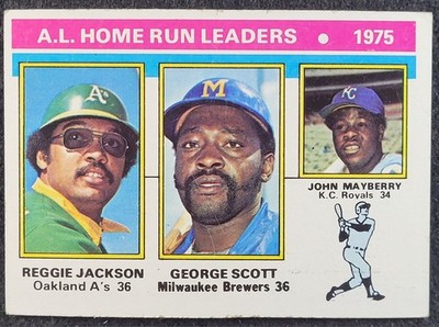 1976 Topps #194 AL HOME RUN LEADER REGGIE JACKSON A's SCOTT MAYBERRY