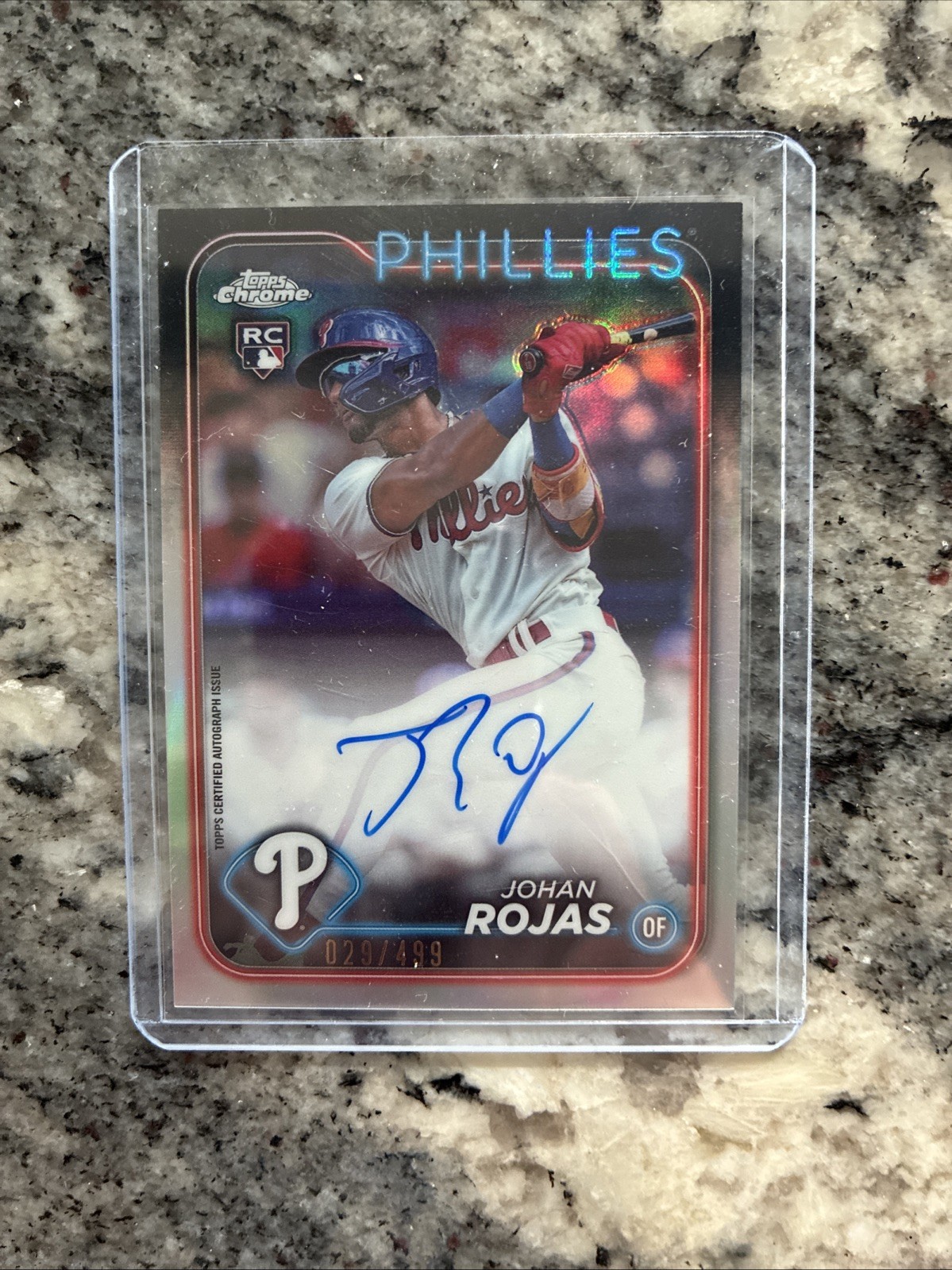 Johan Rojas 2024 Topps Chrome Update RC Rookie Refractor On Card Auto /499