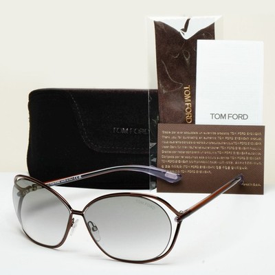 Tom Ford Carla Sunglasses Shiny Bronze Brown Grey Butterfly FT0157 TF157 48F