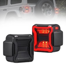 FIERYRED Smoked LED Tail Lights Compatible with 2018-2024 Jeep Wrangler JL Re...