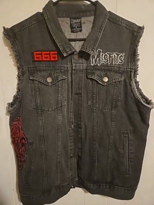 Misfits Vest Men XL Black Denim Fiend Club Punk Rock Sleeveless Jacket
