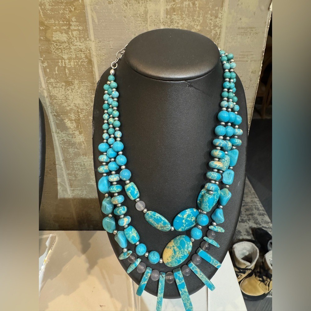 Chico's stunning adjustable  layered Turquoise mu… - image 1