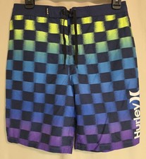 Youth Boys Boardshorts Swim Trunks By Hurley Size 14/27 Black With Multicolor...