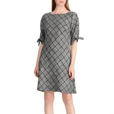American Living Lassina Shift Grey Dress Size 8 Checkered Plaid Career Classy