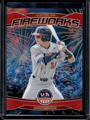 Grady Emerson 2026 Panini Stars & Stripes #17 Fireworks Red Prizm /199