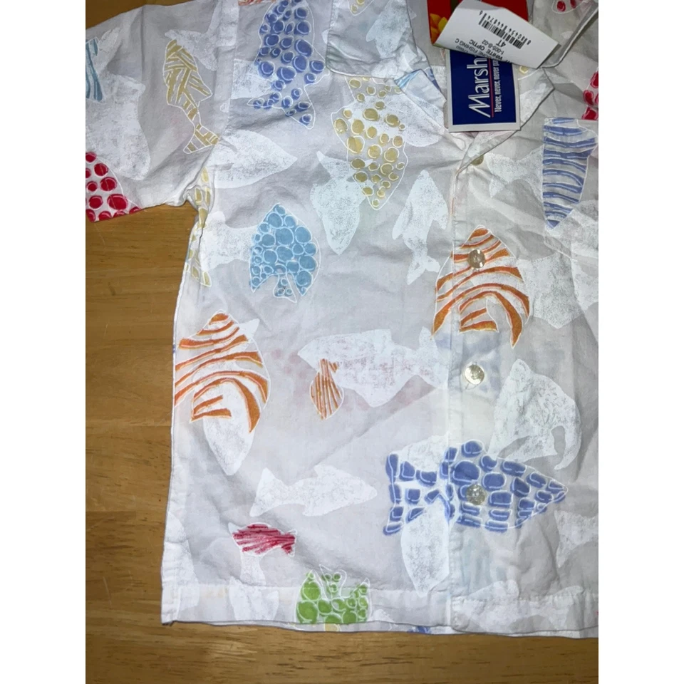 Camisa de playa vintage de productos frescos para niños pequeños abotonada 20 aniversario nueva con etiquetas 4T Foto 3 de 4