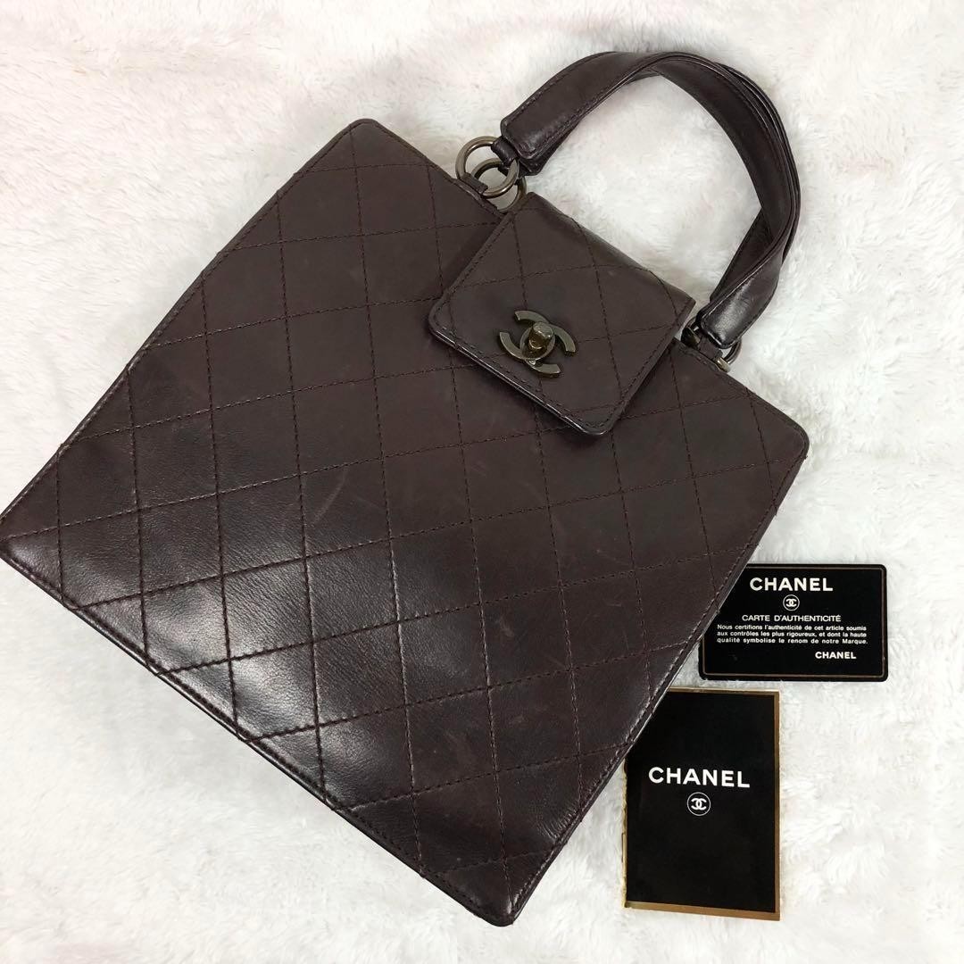 Chanel Matelasse Lambskin Coco Tote Handbag in Dark Brown