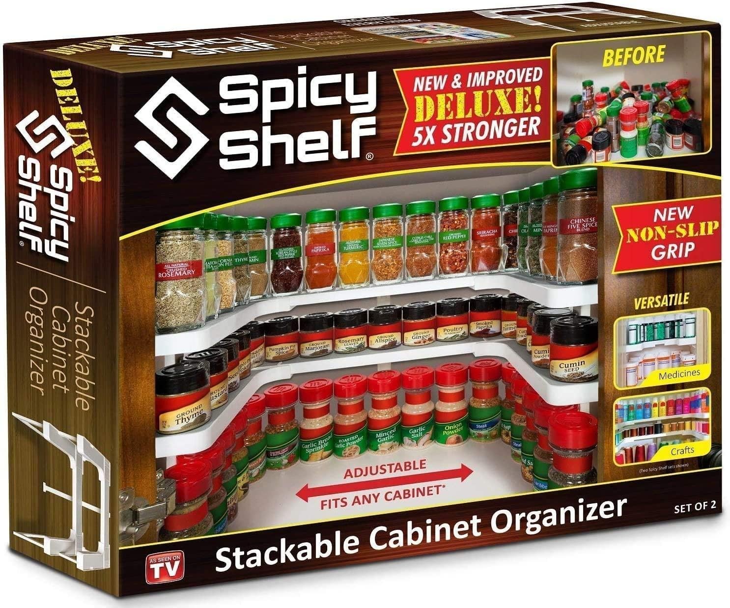 Deluxe - Expandable Spice Rack and Stackable Cabinet & Pantry Organizer (1 Se...