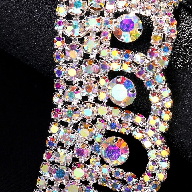 Belly Dance Rhinestone Long Tassel Face Veil Face Mask Women Masquerade Harness - Image 4 of 4