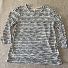 Michael Kors 3/4 Sleeve Crew Neck White,Black,Gray Size Med Shirt Women s