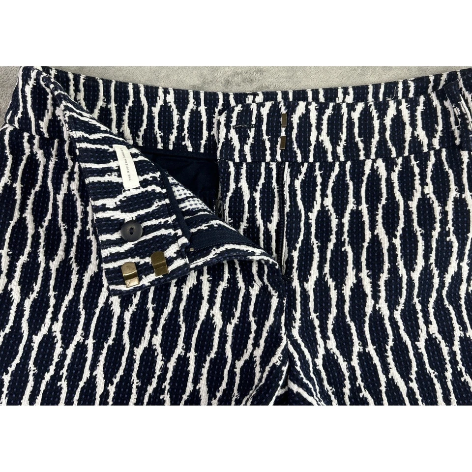 Pantalones Cortos Loft Ann Taylor Riviera Talla 6 Azul Marino Blanco Texturizado Geométrico Boho Preppy Foto 4 de 4