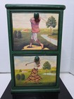 Small golf two drawer sit around, stand man and woman golfer green in color — photo 2