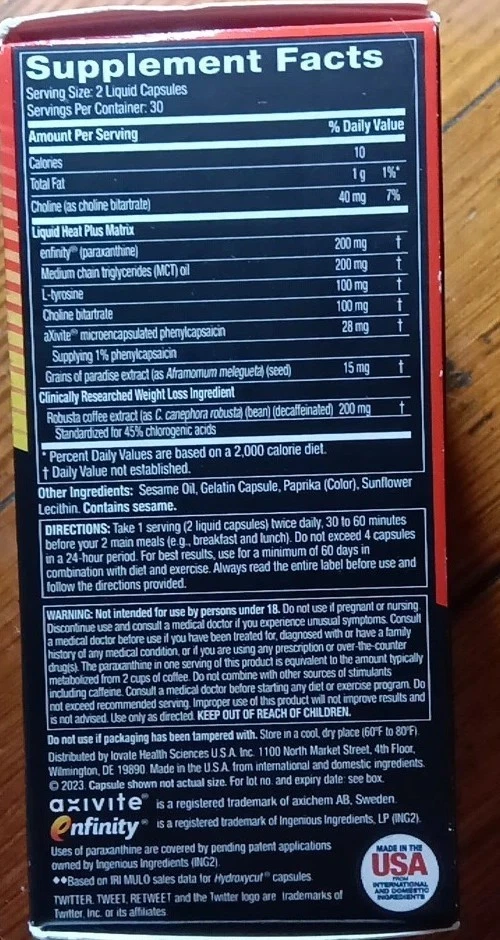 HYDROXYCUT LIQUID HEAT 2X    WEIGHT LOSS SUPPLEMENT 60 RAPID RELEASE CAPSULES!!! - Image 4 of 4