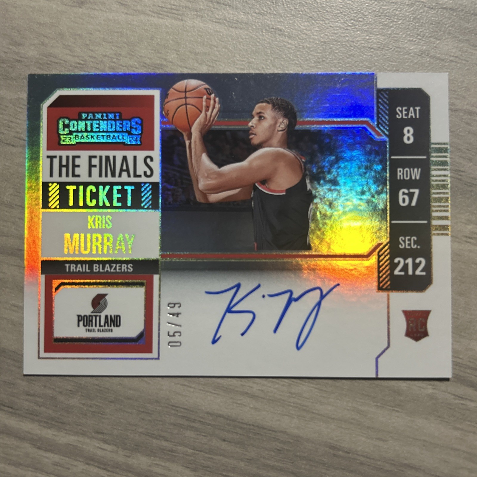 Kris Murray 2023-24 Contenders Finals Ticket Rookie RC On Card Auto Blazers /49