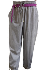ZARA WOMEN'S TIE CUFF Trouser Baggy Gray Jogger Pants Sz XL 32 