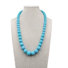 Vintage Blue Graduated Beaded Necklace Estate Costume Jewelry 22"