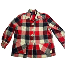 Vintage 40s 50s Women's Jac-Koat Wool Plaid 49er Shirt Jacket Coat