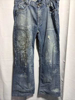   Vtg AFFLICTION Denim Killers Baggy Skate Jeans Cross Men s Size 38x34