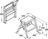 Hafele Hailo 2-Step Heavy Duty Under Cabinet Folding Hidden Toe Kick Stool Steel