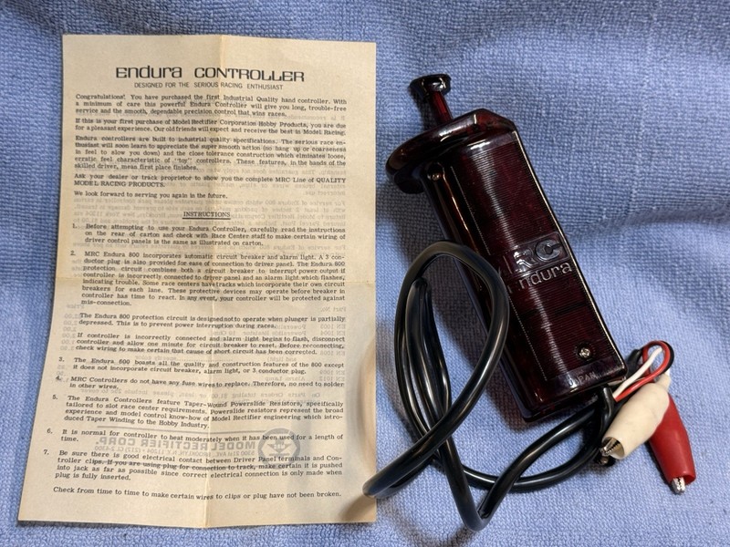 Vintage Model Rectifier Corporation Endura Translucent Red Slot Car Controller