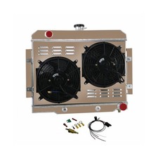 4 Row Full Aluminum Radiator  Fan Shroud  Thermostat Relay Kit Compatible f...