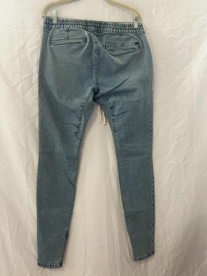 Pantalones de mezclilla Pacsun pintados laterales a rayas ajustados con cremallera al tobillo cordón M Foto 2 de 4