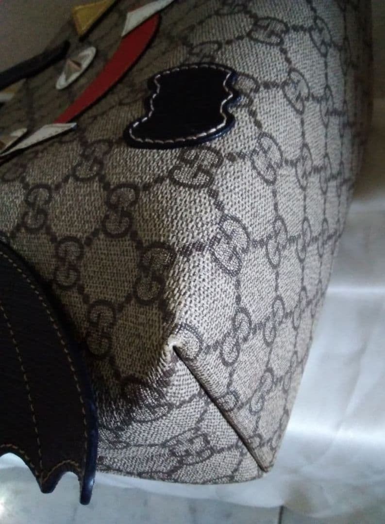 GUCCI Children's Bat Tote Bag Black Rare Authentic Leather 20x21cm thumbnail 8