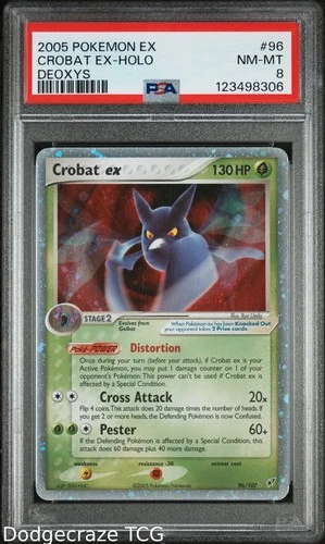 2005 Pokemon Deoxys Crobat EX Holo 96/107 PSA 8