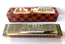 Vintage M Hohner Grand Prix Echo Bell Ance Armonica in chiave di G in scatola