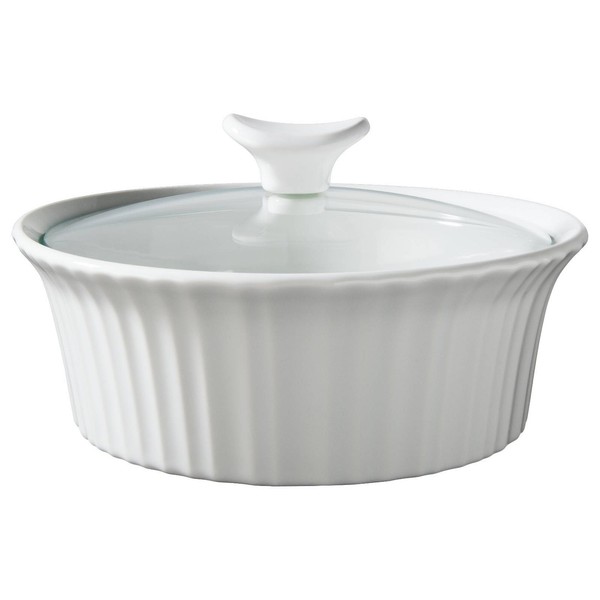 CorningWare French White 1.5 qt Round Casserole w/ Glass Lid for sale