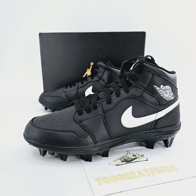 Nike Air Jordan Mid TD Football Cleats Black White FJ6805-001 Mens Size  11 NEW