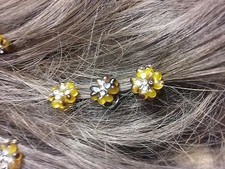 Bridal-Wedding-Prom-Brown Mini Flower Hair Pins Clips With Rhinestones