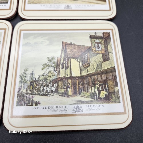 Vintage Cork Back Pimpernel English Inns Coasters Set Of 6 In Box - Picture 4 of 7