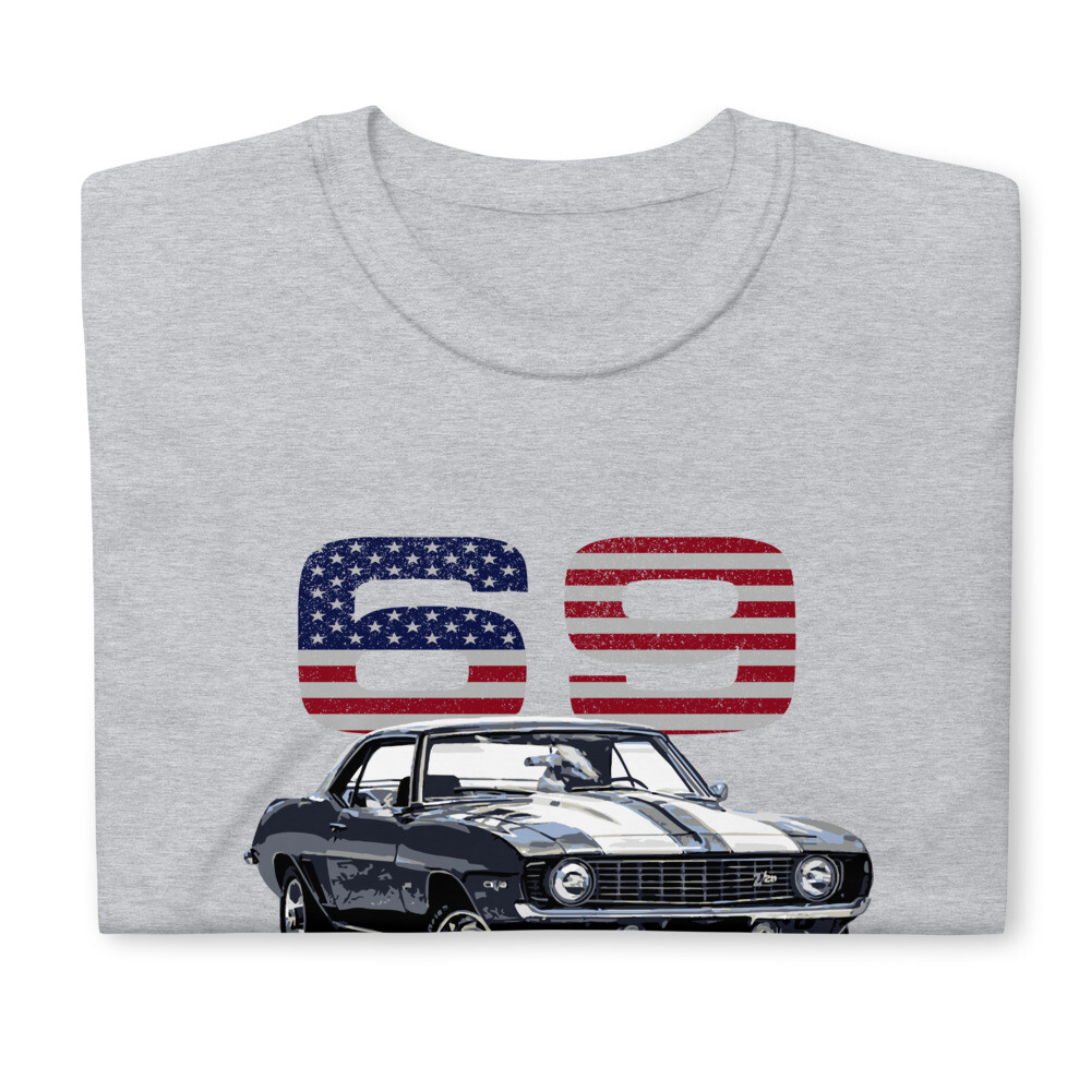 Vintage 1969 Camaro Muscle Car T-Shirt - Classic Chevy American Collector Tee, Sport Grey